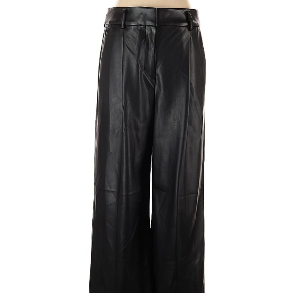 Black faux leather wide leg pants Ann Taylor LOFT, size 4